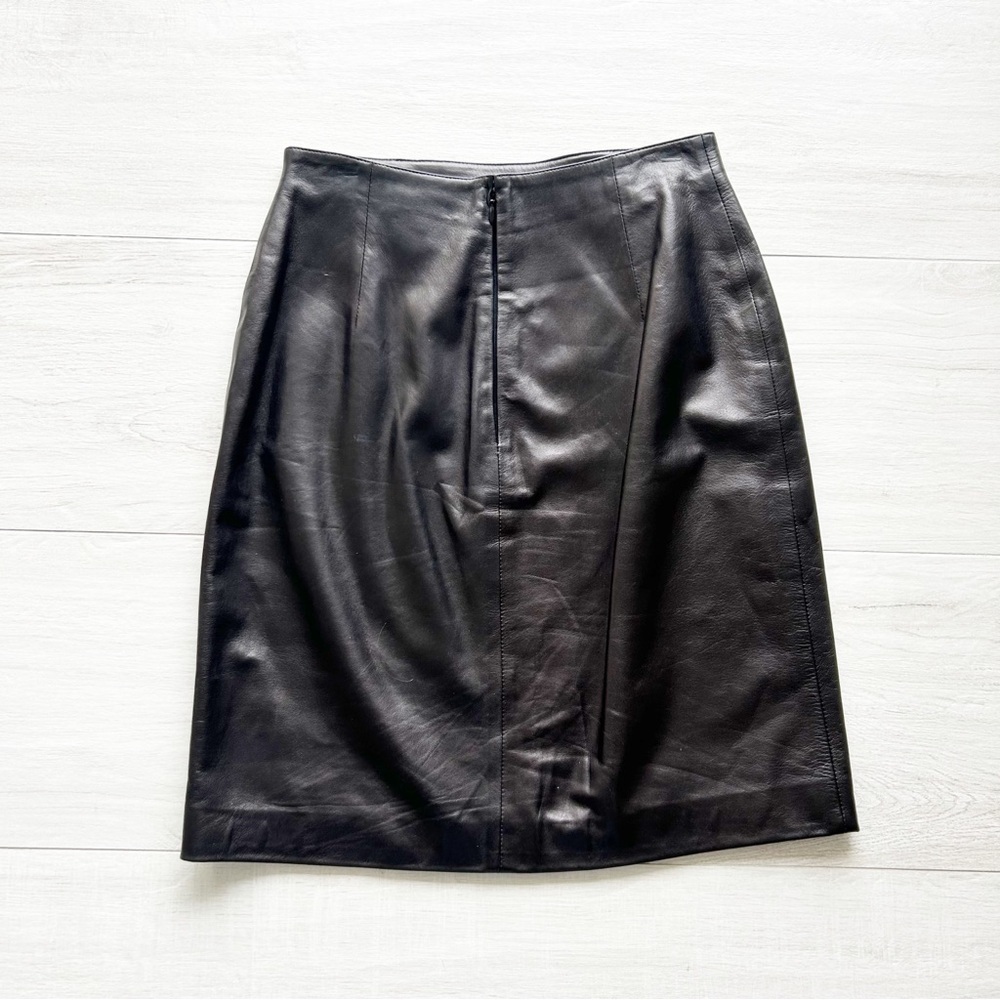 Vintage Celine 100% Lamb Skin Leather Black Pencil Skirt Size FR 38 / US Small - Picture 9 of 9
